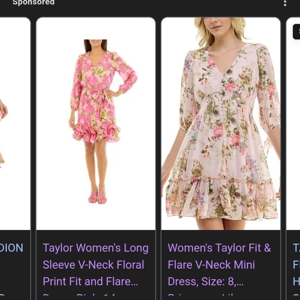 Taylor Pink Floral V-Neck Dress - Picture 5 of 6